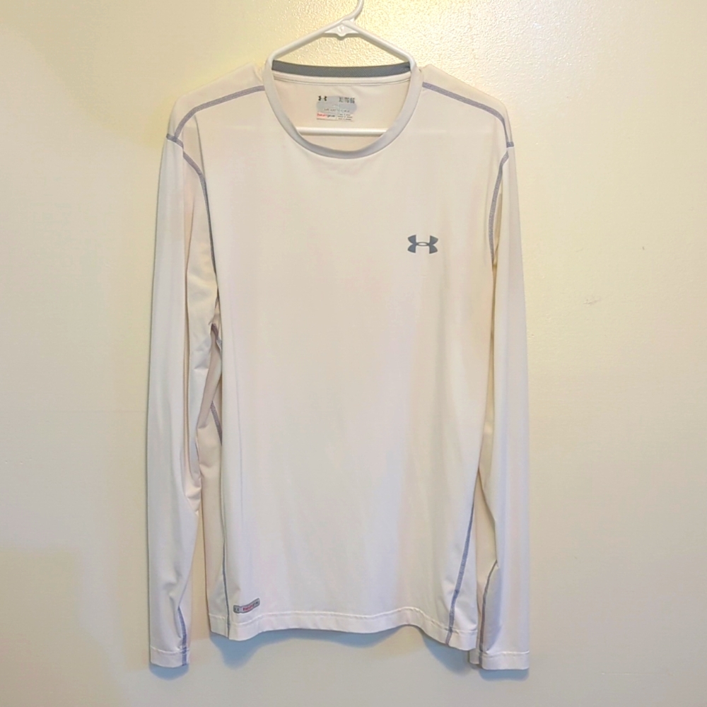 Under Armour Men's XL White/Gray Accent Fitted Heatgear Shirt